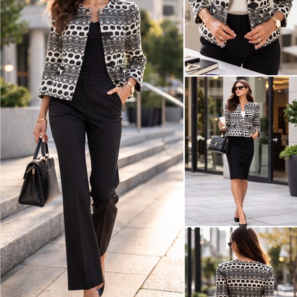 Classiques Entier Jackets & Blazers - Classiques Entier Black and Cream Patterned Blazer